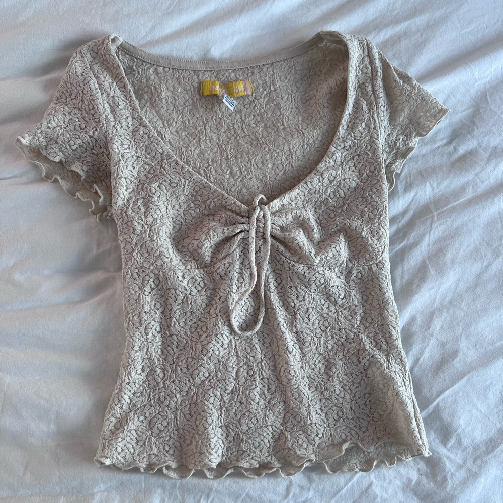 Cream lace tie up top from Urban Outfitters